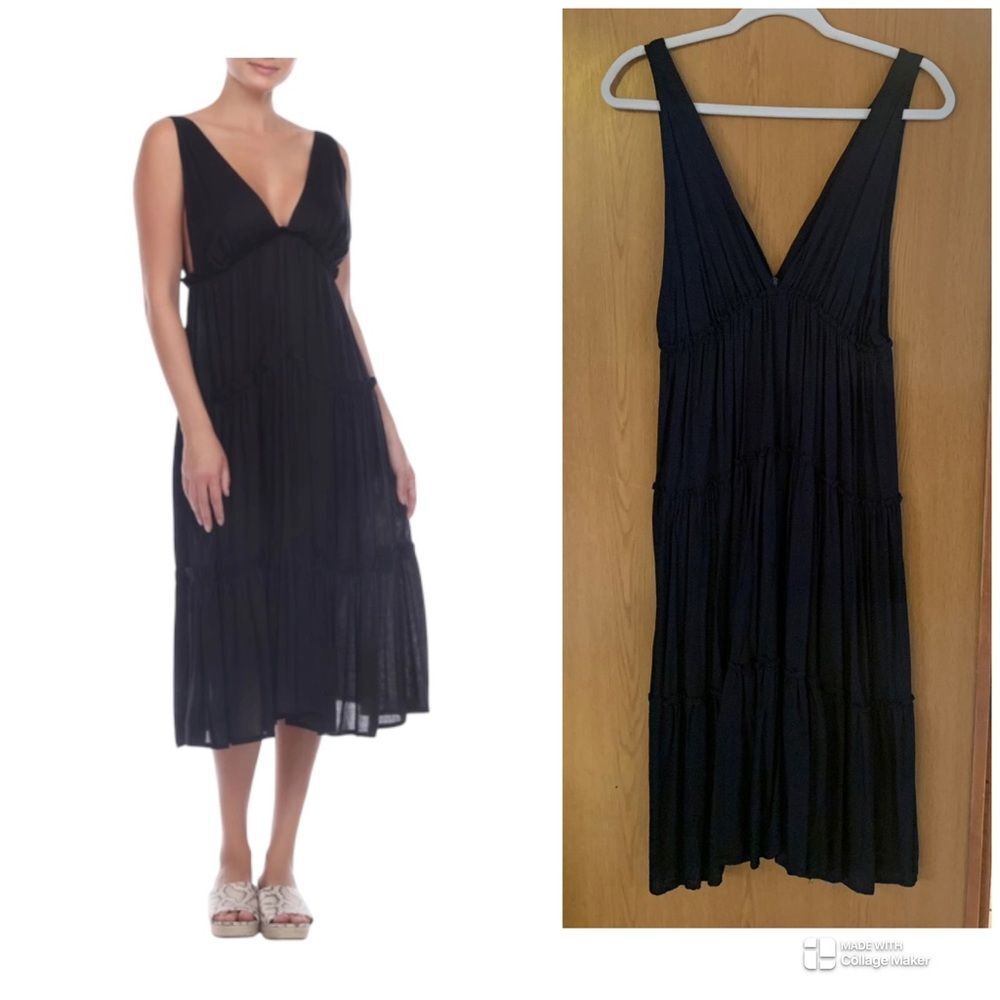 BOHO ME Double V-neck Tiered Midi or Cover-up Dress